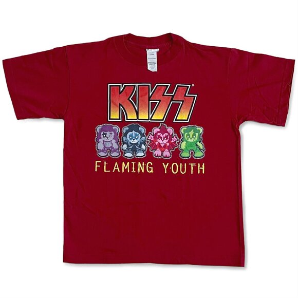 Vintage KISS “Flaming Youth” Manga Plushies Youth T-Shirt - Picture 1 of 8